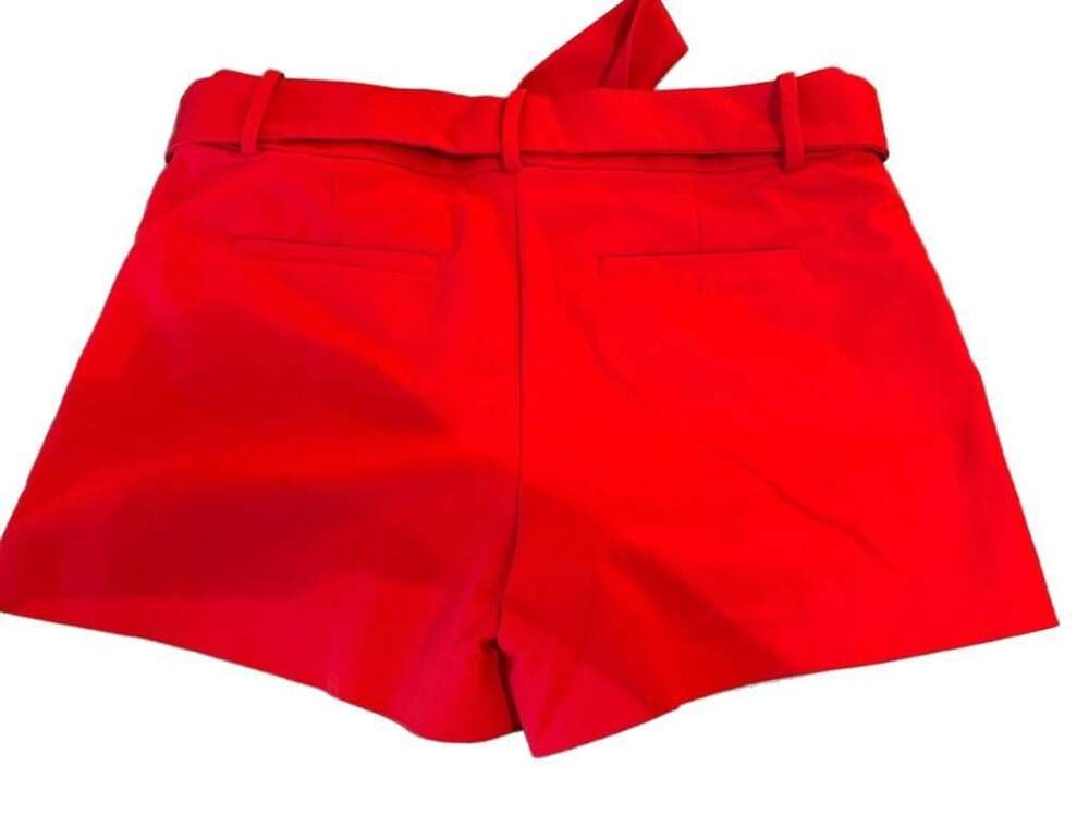 LOFT Red High Waisted Belted Dress Shorts Size 6 - Picture 3 of 3